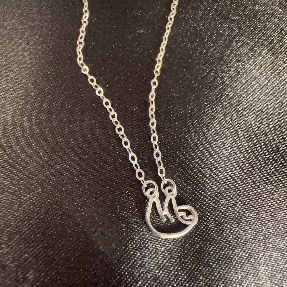 925 sterling silver sloth wire pendant necklace
